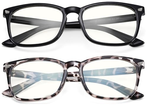 AZorb 2Pack Blue Light Blocking Glasses for Kids TR90 Unbreakable Computer Screen Glasses for Boys & Girls-2 Pack(Black+Leopard)