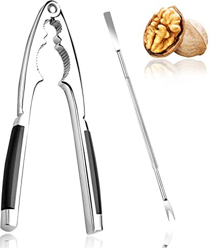 sinzau Cascanueces Acero Inoxidable, Agujas de Nuez, Multifuncional Abridor de Nueces con Mango Antideslizante