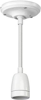 ledscom.de Suspension E27 en porcelaine blanche, câble textile blanc, DIY, 230V AC, max. 300W