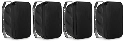 McGrey OLS-651BK Casse Acustiche Outdoor Set 4x - Sistema a Due Vie - IP56 - Per Ristorante, Birreria, Terrazza & Giardino - Woofer 6,5 e Tweeter 1 - 60 Watt - Compatibile 70/100V - Nero