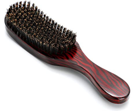 Brosse à Cheveux Brosse pour Hommes avec Poils de Sanglier, Haofy Poils de Sanglier Wave Brush Moyennement Dur avec Poils Extra Longs pour Cheveux Longs épais