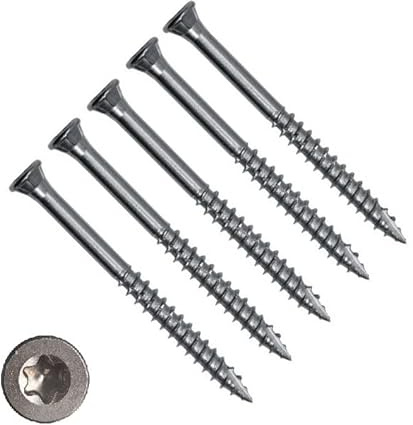 TERF® Terrassenschrauben, 4.2 mmx55 mm, Stern-Torx-Flachkopf, kleiner Kopf, Edelstahl, A2 (304), Anti-Korrosions-Schrauben für Holz, Terrassenverkleidung, Zaun, Dielen, Hart- und Weichholz, 20 Stück