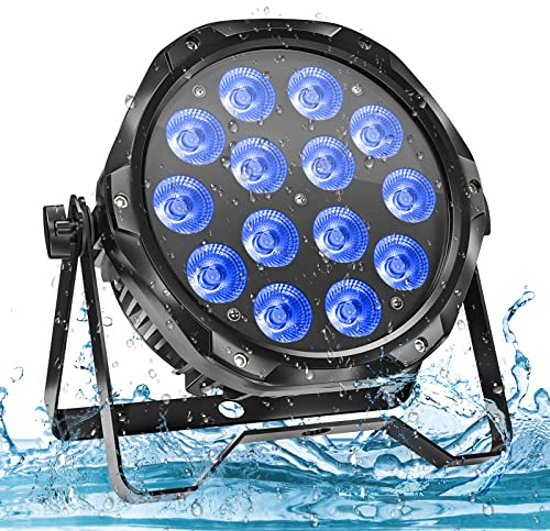 DELIBANG RGBW Wasserdichtes 14 LED Par Licht, 70W Bühnenlicht Outdoor mit Stroboskop Disco Lichteffekte, IP65 Par Strahler Wasserdicht für Regentage Pools Party Bar Halloween Weihnachten