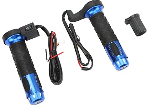 RiToEasysports Motorrad-Heizgriff, 1 Paar 12V Motorrad Beheizter Griff aus Aluminium Legierung Elektrische Heiß Handgriffe Einstellbar Heiß Warm Lenker für ATV Blau