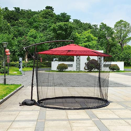 JYHCD Zanzariera per Ombrello da 7~10 Ft, Zanzariera Regolabile da Patio con Doppia Cerniera, Rete Anti-Zanzare per Copertura Ombrellone,Adatta per Ombrellone da Piscina E da Spiaggia
