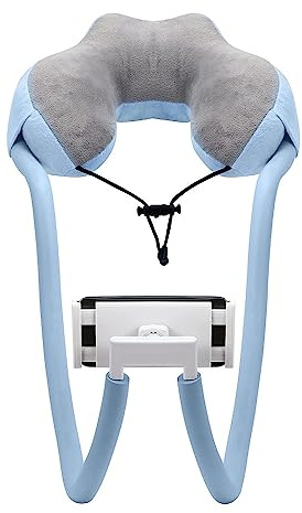 EightSpace Neck Pillow Phone Holder,Lazy Gooseneck Cell Phone Stand with 360 Clip,Universal Mobile Phone Tablet Stand for iPhone 14/14 Pro Max/13(Blue) (Blue)