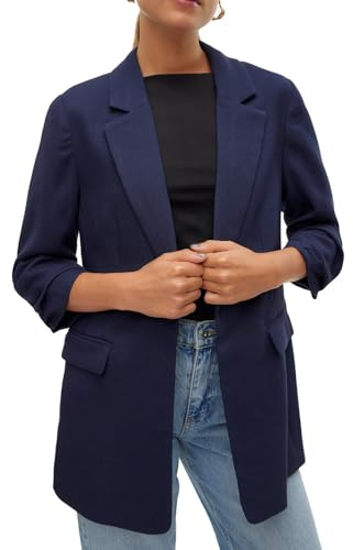 Vero Moda Americana para Mujer VMFRIDA LS Regular Blazer, Azul Marino, 38