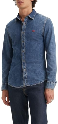 Levi's Långärmad herrskjorta Housemark Slim skjorta, Trinity Medium Wash, XL