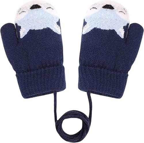 0-3 Jahre Baby Winter Handschuhe Kinder Gestrickte Fäustlinge Warme Fleece Gefütterte Handschuhe Fausthandschuh mit Schnur Outdoor Weich Winterhandschuhe Skihandschuhe Handwärmer für Jungen Mädchen