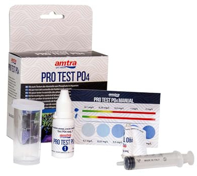 Amtra PRO Test PO4 - Test PO4 per Acquari, Controllo qualità Facile e Veloce dei Fosfati, per Acqua Dolce e salata, con Scala di Riferimento, Fino a 48 Test