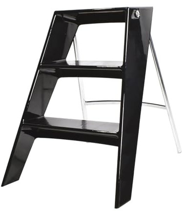 L17.3xW20.5xH24.8 Acrylic Clear 3 Step Folding Ladder Stool Load 150 kilograms Wider Non-slip Treads Electroplated Silver Iron Frame Home Step Ladder