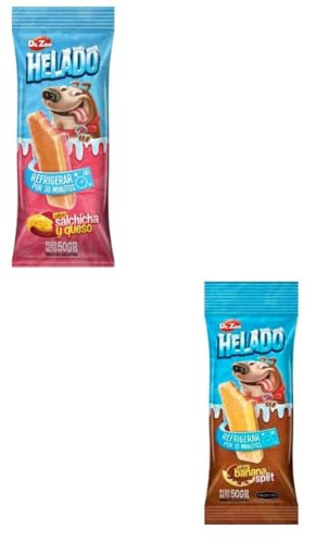 Dr.Zoo Eiscreme für Hunde, 24 x 50 g, verschiedene Geschmacksrichtungen von Creme, Bananensplit oder Wurst und Käse, lecker (12 x Bananensplitt, 12 x Wurst und Käse)