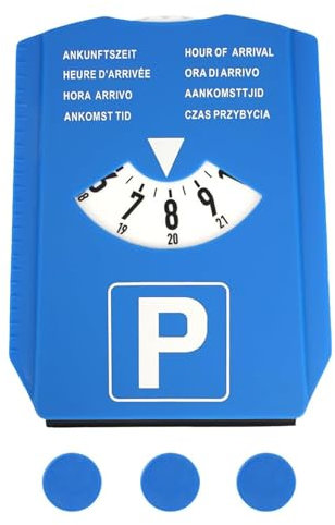 Parkscheibe mit Eiskratzer für Auto und Motorrad, Parking Disc, Strapazierfähig, Langlebig, Parkuhr mit Reifenprofilmesser und Einkaufswagenchip, Parkscheiben
