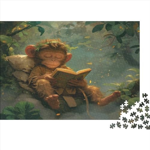 Monkey 1000 Pieces for Adults 1000 Piece Puzzle Reading on Trees Educational Games Home Decoration Multi Colour Impossible Puzzle Brain Teaser Puzzle 1000pcs (75x50cm)