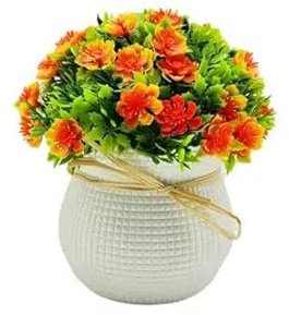 KEWPLW Pflanzen, realistische kleine Wilde Chrysanthemen-Bonsai-Dekoration für Zuhause mit Nicht verblassenden Blüten, Orange