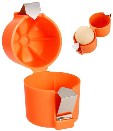 Egg Cracking Tool, Egg Shell Opener Handheld Egg Peeler Tool Efficient Multifunctional Egg Breaker for Cooking Camping Kitchen Gadgets (Orange)