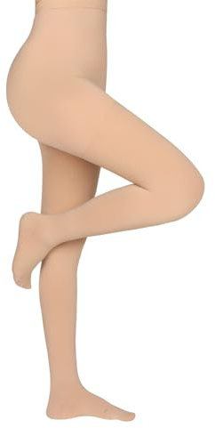 JYUOZI Compression Pantyhose Stockings for Women Men, 20-30 mmHg Closed Toe Medical Waist High Compression Stockings, Support Compression Hose Tights for Varicose Veins, Swelling(Beige, S)