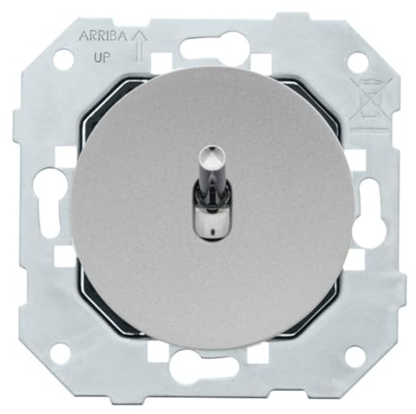 Fontini - Bouton Poussoir ALU avec Manette Chrome DOM - Plaque Simple Gris