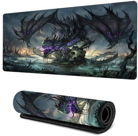 MEZHEN Desk Mat Dragon Gaming Mouse Pad XXL Non-Slip PC Mouse Mat Large Mouse Mat Dino Gaming Desk Accessories Mat Office Decoration Purple