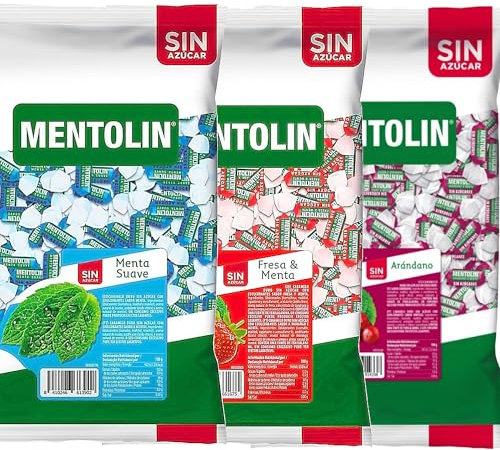 MENTOLIN PACK 3 Kg caramelos sin azúcar garganta Menta Suave & Fresa Menta & Arandano