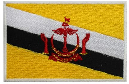 Brunie Länderflagge Patch zum Aufbügeln bestickt Applikation Patch Brunie Länderflagge zum Aufbügeln oder Aufnähen