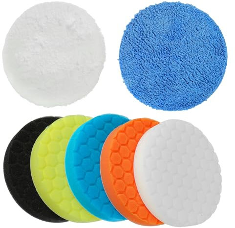 Spugna per lucidatura CDDCWZ (7 pezzi 150 mm) tampone per lucidatura set velcro tampone per lucidatura set di schiuma per lucidatura versatile per lucidatrice eccentrica levigatrice
