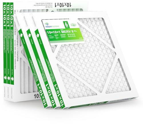 TRIGHTFILTERS 10x10x1 Air Filter 6 Pack, Durable MERV 8 Pleated Home HVAC AC Furnace Filters, Lightweight Compact Air Conditioner Filter Replacement