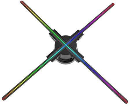 45cm to 100CM Holographic Projector 3D Hologram Fan LED Advertising Display for Bar, Shop, Halloween, Christmas Video Projector(Black_65cm)