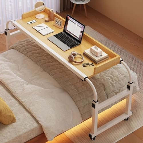 Table de lit réglable en hauteur avec roulettes, plateau pour canapé, lit d'appoint pour ordinateur portable, lit roulant, table de bar pour la maison, le bureau, l'hôpital