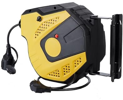 ZKLGS Enrollacables, Cable de extensión de alimentación de fábrica con Resorte y minicarrete retráctil(Yellow)