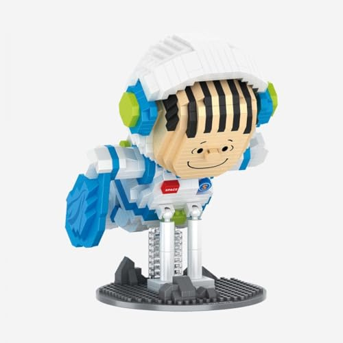BlueBrixx Pro 108601 – Astronaut Linus (Diamond Blocks), 1175 Klemmbausteine, Peanuts-Set, Geschenk für Snoopy-Fans, Bausteine der Peanuts-Serie