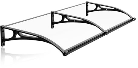 Auvent pour Porte D'entrée, Marquise De Fenêtres en Polycarbonate avec Support en Aluminium, Transparent Silencieux Contre Pluie Neige, pour Garage, Balcon, Entrée, Bureau(W60xL80cm/23.6x31.5in)