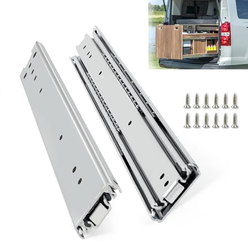 VITERLYNX Tragkraft 90 kg Schwerlastauszug 1 Paar Schubladenschienen Vollauszug 250 400 500 800 mm Schubladenauszug Schienen für Schubladen Mit Schrauben -51mm Breite 14 (356mm)