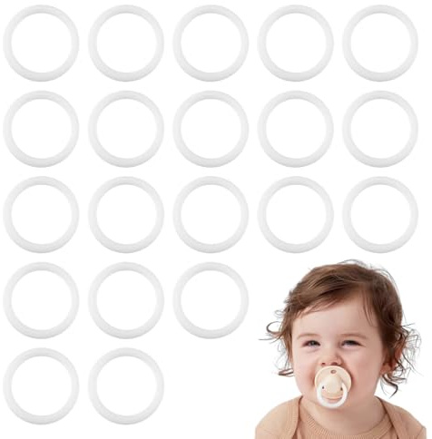 20 Stück Sichere Schnuller Halter O Ringe, Weicher Ring Adapter Clip, Schnuller Dummy Zubehör Kette Clips Adapter Halter für Baby, Schnullerkette Silikonring für Silikon Baby Dummy Schnuller Clip