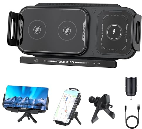Olycism Kabellose Kfz-Ladegeräte Handyhalterung Auto für Galaxy Z Fold 7 6 5 4 3 2 Flip mit Ladefunktion 15W Dual Coils QC 3.0 Fast Wireless Charger Auto für Z Fold/Flip 7 6 5 4 3 2