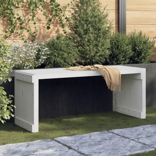 Qnhdfrt Ausziehbar Gartenbank Weiß Massivholz Kiefer 212,5x40,5x45 cm Outdoor Bank für Terrasse Balkon Garten - Robust und Vielseitig