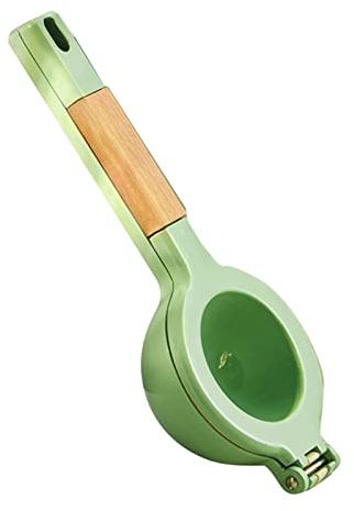 Presse-agrumes manuel, design ergonomique en alliage de zinc, revêtement de qualité alimentaire, petit presse-agrumes manuel avec manche en bois pour maison, cuisine, bar (Vert)