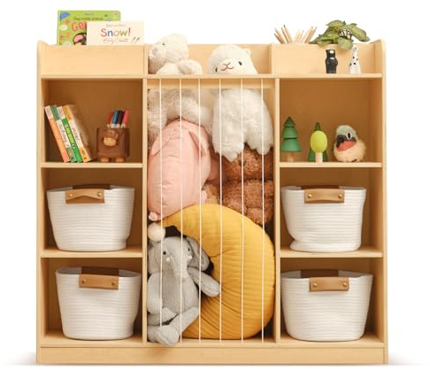 OOOK Kuscheltier Aufbewahrung, Plüschtier Stofftier Aufbewahrung Kuscheltiere, Kinderbücherregal und Spielzeugorganisator für Spielzimmer, Kinderzimmer