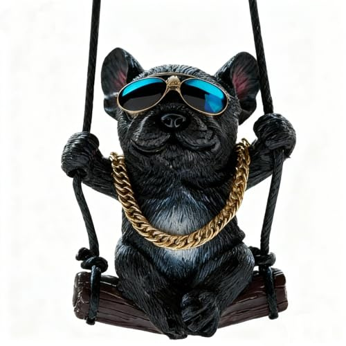 TobeedFnuuy AutoZubehör zum Aufhängen, Bulldogge Armaturenbrett Ornamente, Lustige Autospiegel Anhänger, Entzückender Hund Zimmerdeko Geschenke