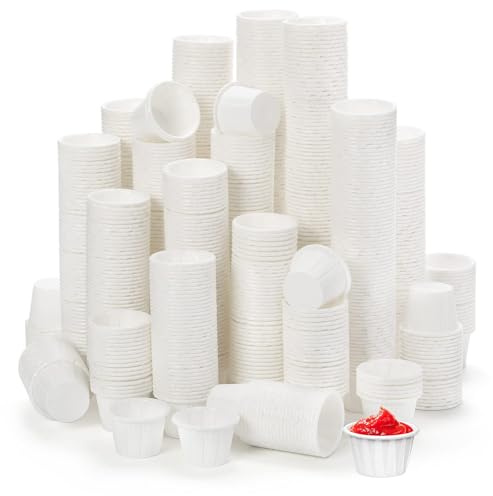 Eidoct 1000 PCS 0.5oz / 15ml Waxed Paper Medicine Pots & Ramekins - Waterproof Portion Cups for Medication, Condiment Pots, Samples, Dessert, Sauce Dips (White Small Paper Soufflé Cups)