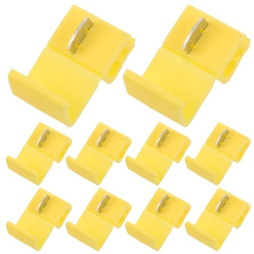 CONGARTENO 10pcs Yellow Splice Wire Connectors for Car Speaker and Electric Cable High Voltage Compatible No Stripping Quick Installation Safe Automotive Wiring Terminal Clips