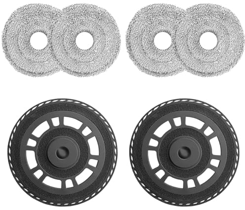 4 Pezzi Panni Mocio con 2 Supporti di Ricambio per Dreame L10s Ultra Gen2 | L10s Pro Ultra Heat/ L20 Ultra/ X30 Ultra/ X40 Ultra/ X40 Master/ L40 Ultra Ricambi, per Dreame Aspirapolvere