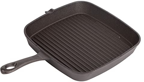 Gucagle Padella antiaderente per bistecche con manico resistente al calore, riscaldamento rapido e uniforme per grigliare bistecche di pancetta, cipolle nella di casa, materiale in ferro (24 cm)