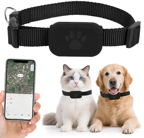 Katzen Tracker, Mini SmartTag Tracker Ohne ABO für Katze und Hund - Kompatibel mit iOS/Android, Einstellbar Katzenhalsband, Wasserdicht Tracker für Katzen und Welpen-Schwarz