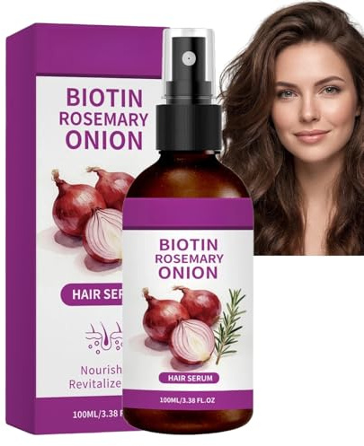 Aceite de romero en espray para el crecimiento del cabello con biotina y extracto de cebolla, suero para el cuero cabelludo de absorción rápida para cabello más fino, spray hidratante