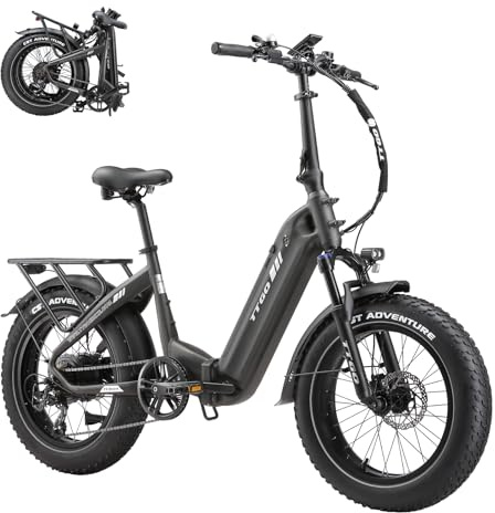 ttgo F6 Boost E Bike Klapprad, 20 * 4.0 Zoll Fat Tire Elektrofahrrad Herren Damen mit 250W Motor, 70Nm Drehmoment, 48V 18AH Akku, bis 140 km Reichweite, 7-Gang Getriebe mit LCD-Display