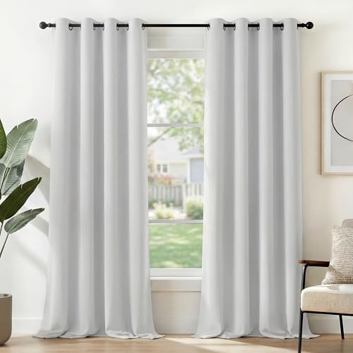 Deconovo Tende Oscuranti per Interni, 2 Pannelli, 140x290 cm, Grigio Perla | Termiche Isolanti Caldo e Freddo, Attenuano i Rumori, Moderne ed Eleganti con Occhielli, per Camera e Soggiorno