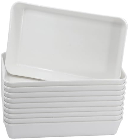 WITTKOWARE 10 Stück Kunststoffschalen, 200x125x35mm, stapelbar, sehr stabil, nahezu unzerbrechlich, weiß