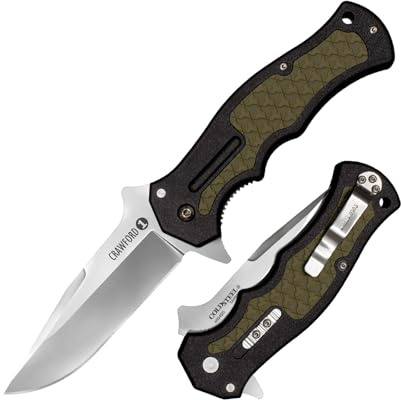 Cold Steel Crawford Model 1 3.5 4034SS Clip Point Blade 4.875 OD Green Zy-Ex Handle Tactical Folding Knife, Boxed