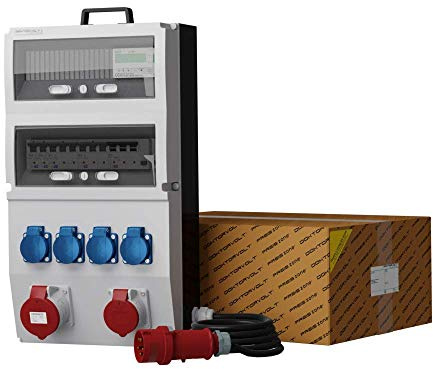 Distributore di corrente mobile eXT-S/FI SKH 32A 16A 4x230V Mennekes, distributore di corrente da cantiere